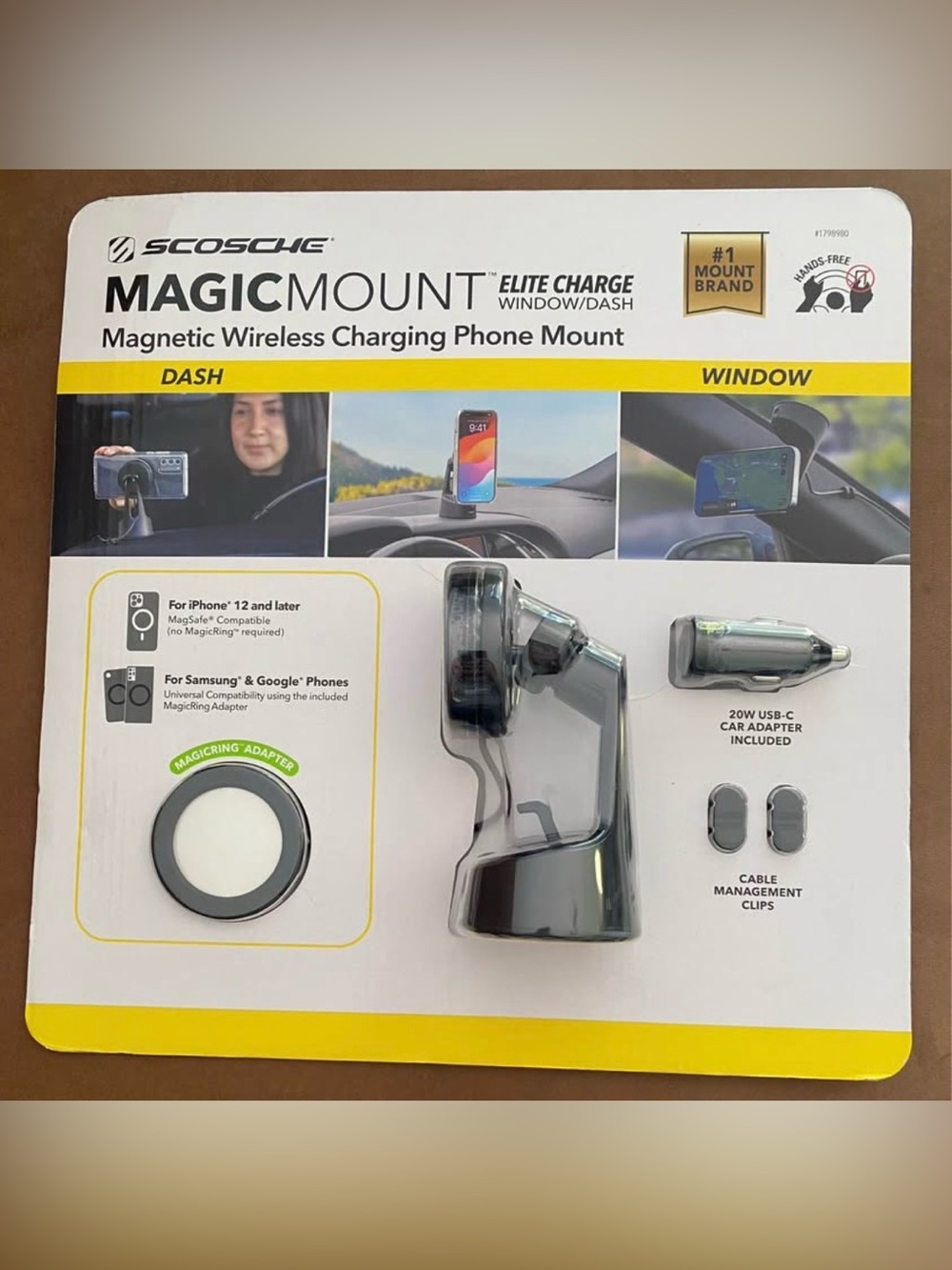 Scosche MagicMount Elite Charge Magnetic Wireless Charging Phone Mount - Black